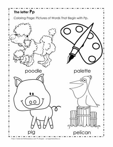 The Letter P Coloring Pictures